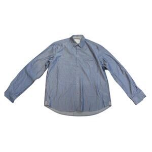 International Report Long Sleeve Blue Button Up Shirt Size XL Career Office